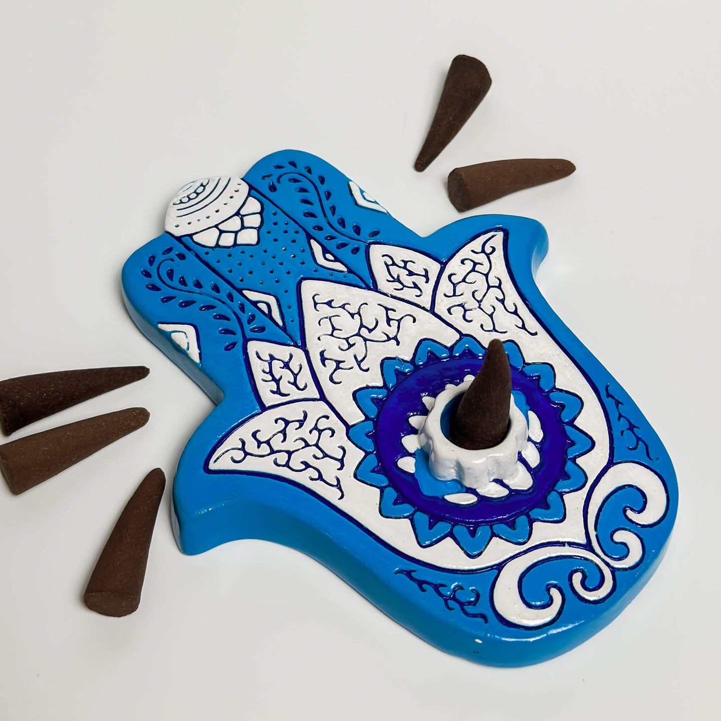 Hamsa Ceramic Incense Burner
