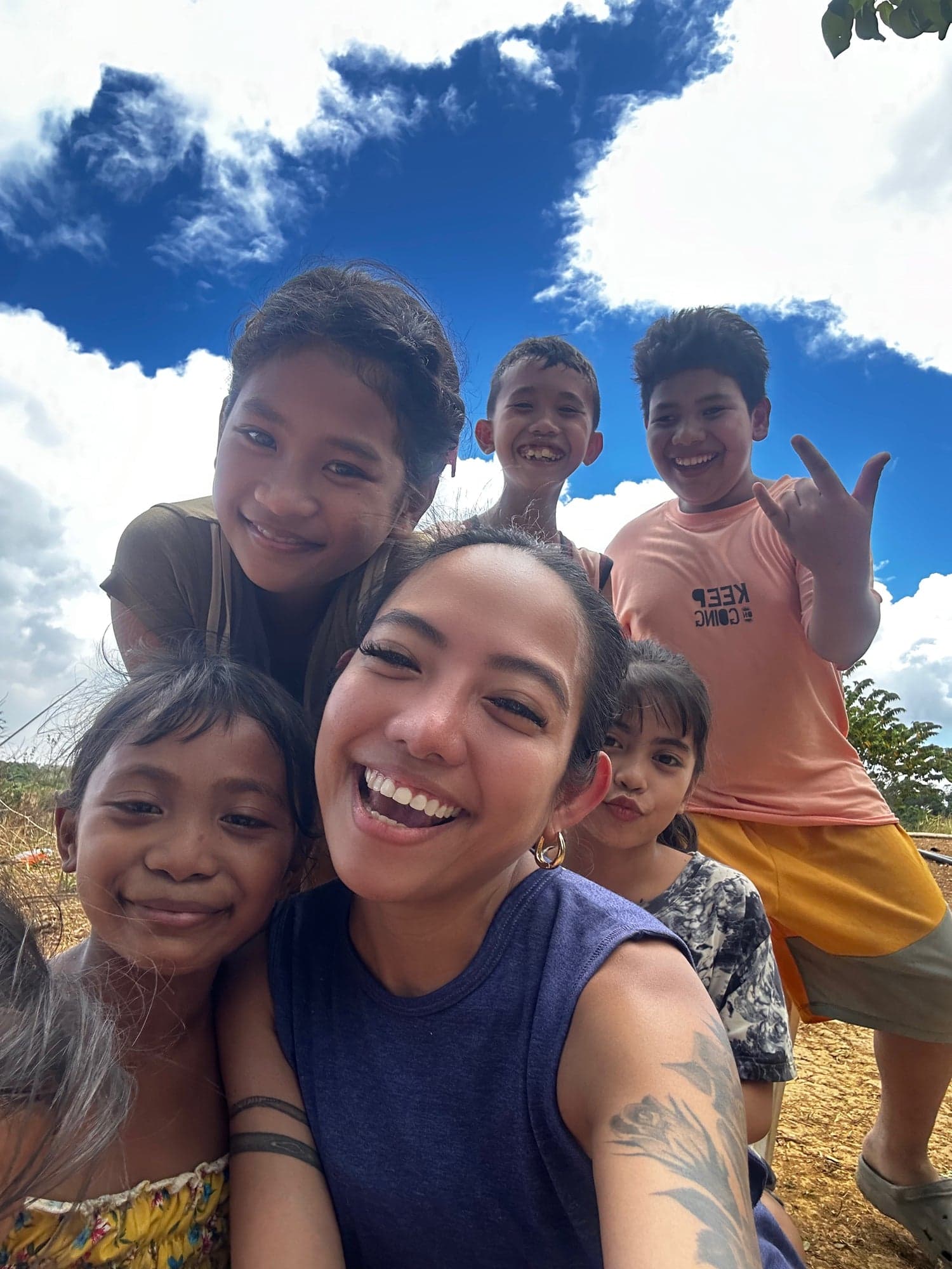 Ming with the children in Rizal, Philippines